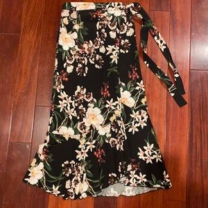 Zara Floral Wrap Midi/Maxi Skirt